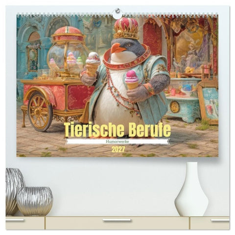 Tierische Berufe - Humorwerke (hochwertiger Premium Wandkalender 2027 DIN A2 quer), Kunstdruck in Hochglanz