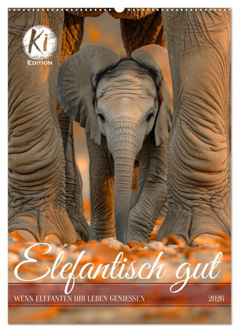 Elefantisch gut (Wandkalender 2026 DIN A2 hoch), CALVENDO Monatskalender