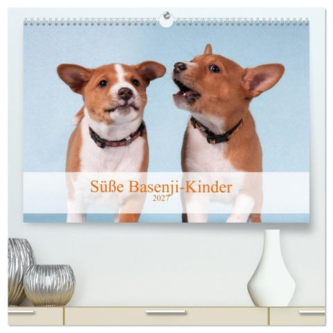 Süße Basenji-Kinder (hochwertiger Premium Wandkalender 2027 DIN A2 quer), Kunstdruck in Hochglanz