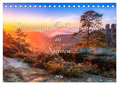 Stimmungsvolle Landschaften in Sachsen 2026 (Tischkalender 2026 DIN A5 quer), CALVENDO Monatskalender