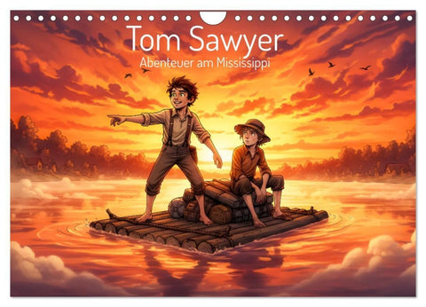Tom Sawyer – Abenteuer am Mississippi (Wandkalender 2027 DIN A4 quer), CALVENDO Monatskalender