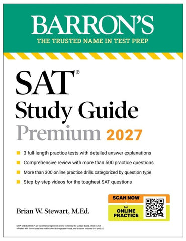 SAT Study Guide Premium, 2027: 3 Practice Tests + Comprehensive Review + Online Practice and Video Lessons