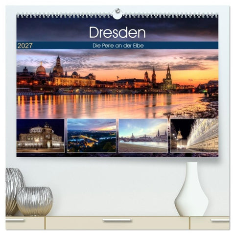 Dresden Die Perle an der Elbe (hochwertiger Premium Wandkalender 2027 DIN A2 quer), Kunstdruck in Hochglanz