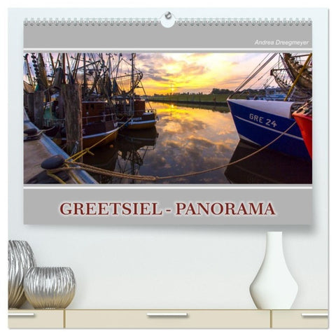 Greetsiel-Panorama (hochwertiger Premium Wandkalender 2027 DIN A2 quer), Kunstdruck in Hochglanz