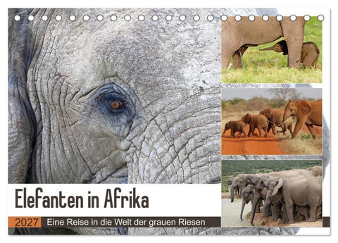 Elefanten in Afrika (Tischkalender 2027 DIN A5 quer), CALVENDO Monatskalender