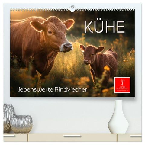 Kühe - liebenswerte Rindviecher (hochwertiger Premium Wandkalender 2027 DIN A2 quer), Kunstdruck in Hochglanz