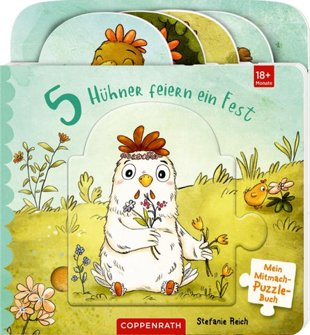 Mein Mitmach-Puzzle-Buch: 5 Hühner feiern ein Fest