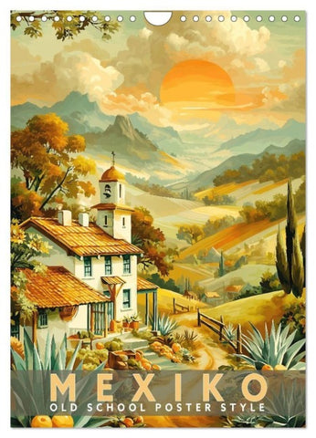 Mexiko - Old School Poster Style (Wandkalender 2027 DIN A4 hoch), CALVENDO Monatskalender