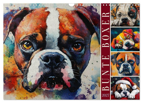 Bunte Boxer (Wandkalender 2027 DIN A3 quer), CALVENDO Monatskalender