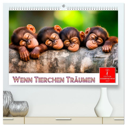 Wenn Tierchen träumen (hochwertiger Premium Wandkalender 2027 DIN A2 quer), Kunstdruck in Hochglanz