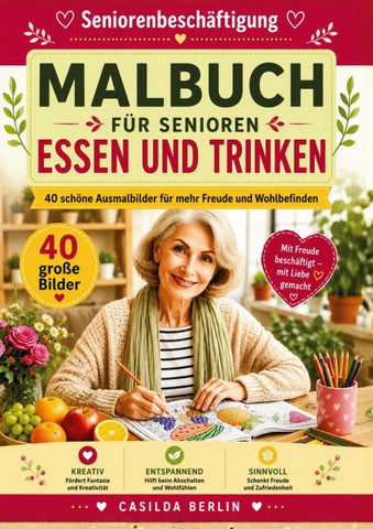 Malbuch für Senioren Essen und Trinken