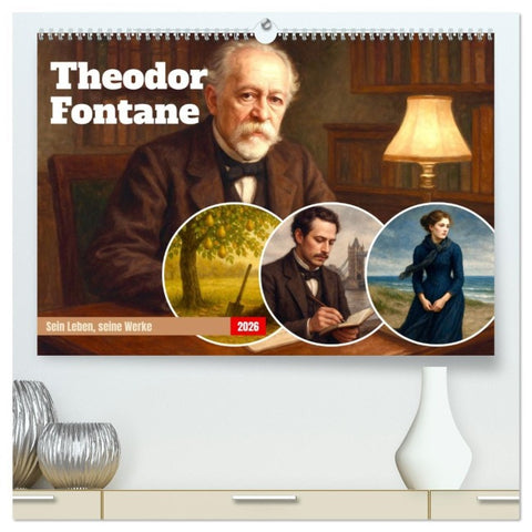Theodor Fontane (hochwertiger Premium Wandkalender 2026 DIN A2 quer), Kunstdruck in Hochglanz