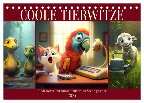 Coole Tierwitze (Tischkalender 2027 DIN A5 quer), CALVENDO Monatskalender