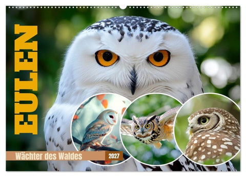 EULEN Wächter des Waldes (Wandkalender 2027 DIN A2 quer), CALVENDO Monatskalender