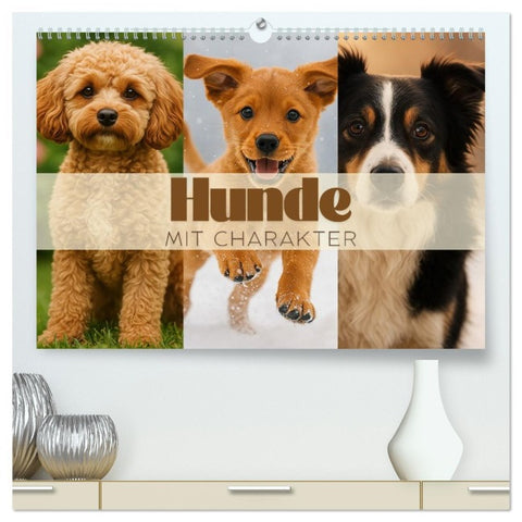 Hunde mit Charakter (hochwertiger Premium Wandkalender 2026 DIN A2 quer), Kunstdruck in Hochglanz