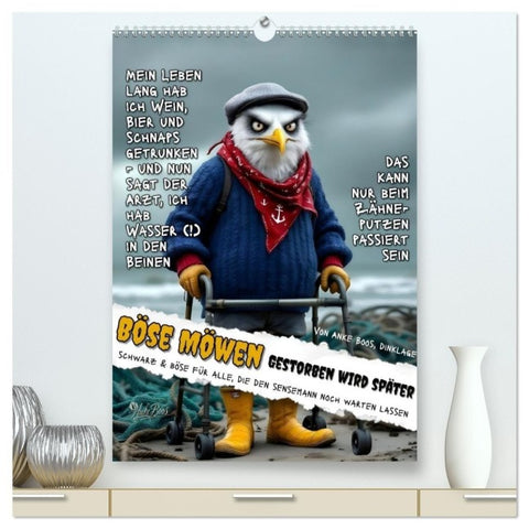 Böse Möwen - gestorben wird später (hochwertiger Premium Wandkalender 2027 DIN A2 hoch), Kunstdruck in Hochglanz