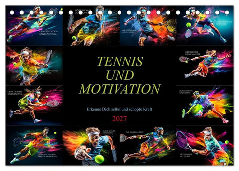 Tennis und Motivation (Tischkalender 2027 DIN A5 quer), CALVENDO Monatskalender