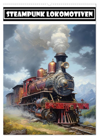 Steampunk Lokomotiven (Wandkalender 2027 DIN A2 hoch), CALVENDO Monatskalender