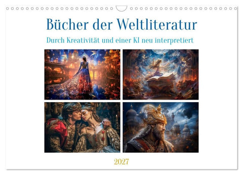 Bücher der Weltliteratur (Wandkalender 2027 DIN A3 quer), CALVENDO Monatskalender