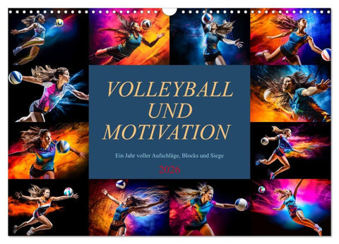 Volleyball und Motivation (Wandkalender 2026 DIN A3 quer), CALVENDO Monatskalender