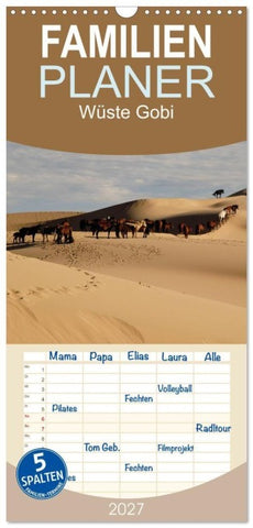 Familienplaner 2027 - Wüste Gobi mit 5 Spalten (Wandkalender, 21 x 45 cm) CALVENDO