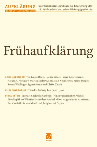 Aufklärung, Band 17: Frühaufklärung