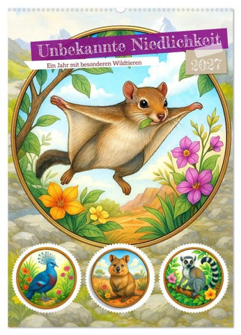 Unbekannte Niedlichkeit (Wandkalender 2027 DIN A2 hoch), CALVENDO Monatskalender