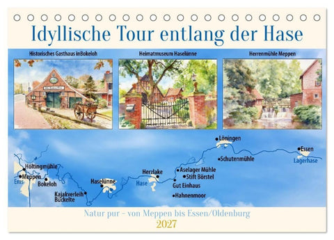 Idyllische Tour entlang der Hase (Tischkalender 2027 DIN A5 quer), CALVENDO Monatskalender