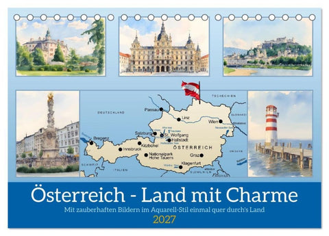 Österreich - Land mit Charme (Tischkalender 2027 DIN A5 quer), CALVENDO Monatskalender