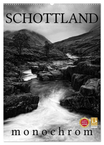 Schottland Monochrom (Wandkalender 2027 DIN A2 hoch), CALVENDO Monatskalender