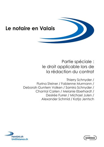 Le notaire en Valais – Partie spéciale