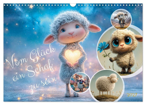 Vom Glück ein Schaf zu sein (Wandkalender 2027 DIN A3 quer), CALVENDO Monatskalender