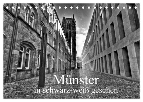 Münster in schwarz-weiß gesehen (Tischkalender 2026 DIN A5 quer), CALVENDO Monatskalender