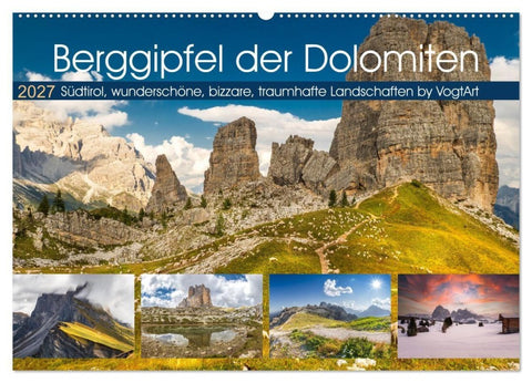Berggipfel der Dolomiten (Wandkalender 2027 DIN A2 quer), CALVENDO Monatskalender