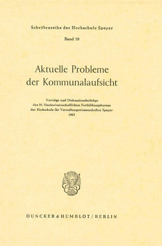 Aktuelle Probleme der Kommunalaufsicht.