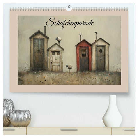 Schäfchenparade (hochwertiger Premium Wandkalender 2027 DIN A2 quer), Kunstdruck in Hochglanz