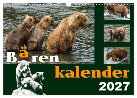 Bärenkalender (Wandkalender 2027 DIN A3 quer), CALVENDO Monatskalender