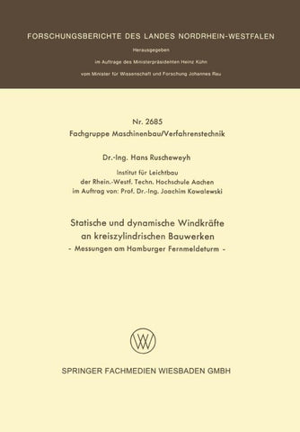 Statische und dynamische Windkräfte an kreiszylindrischen Bauwerken