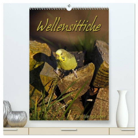 Wellensittiche (hochwertiger Premium Wandkalender 2026 DIN A2 hoch), Kunstdruck in Hochglanz