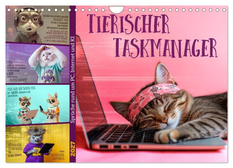 Tierischer Taskmanager (Wandkalender 2027 DIN A4 quer), CALVENDO Monatskalender