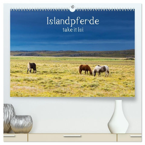 Islandpferde take it Isi (hochwertiger Premium Wandkalender 2027 DIN A2 quer), Kunstdruck in Hochglanz