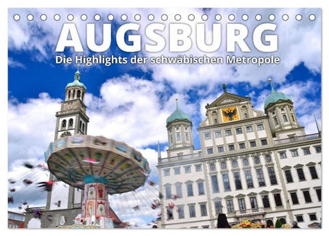 Augsburg – Die Highlights der schwäbischen Metropole (Tischkalender 2026 DIN A5 quer), CALVENDO Monatskalender