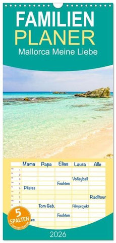 Familienplaner 2026 - Mallorca Meine Liebe mit 5 Spalten (Wandkalender, 21 x 45 cm) CALVENDO