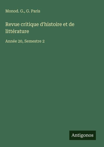 Revue critique d'histoire et de littérature