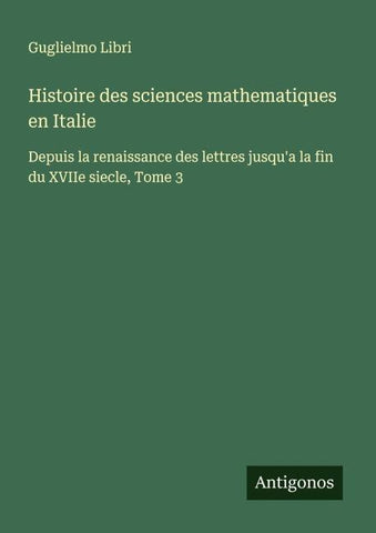Histoire des sciences mathematiques en Italie