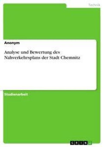 Analyse und Bewertung des Nahverkehrsplans der Stadt Chemnitz