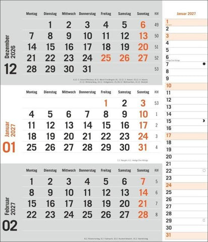 times&more 3-Monatsplaner, orange 2027