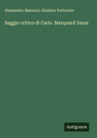 Saggio critico di Carlo  Marquard Sauer
