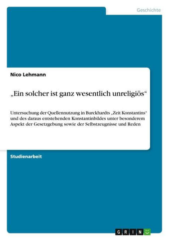 "Ein solcher ist ganz wesentlich unreligiös"
