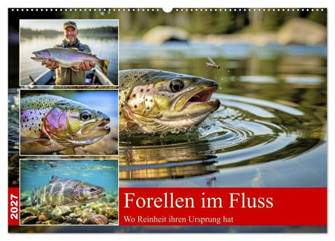 Forellen im Fluss (Wandkalender 2027 DIN A2 quer), CALVENDO Monatskalender